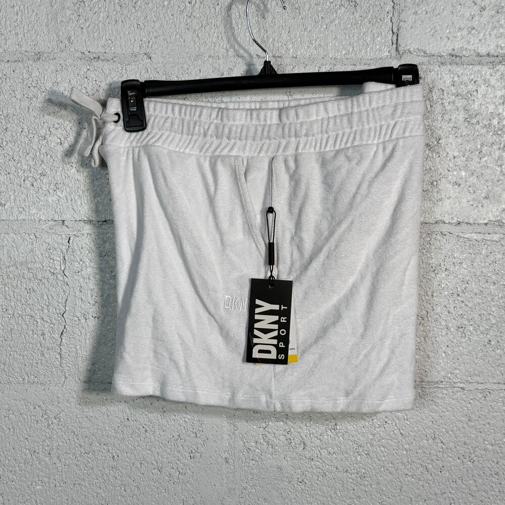 Dkny Sport Women's Terry Cloth Shorts, White Large (XL-1X see description)